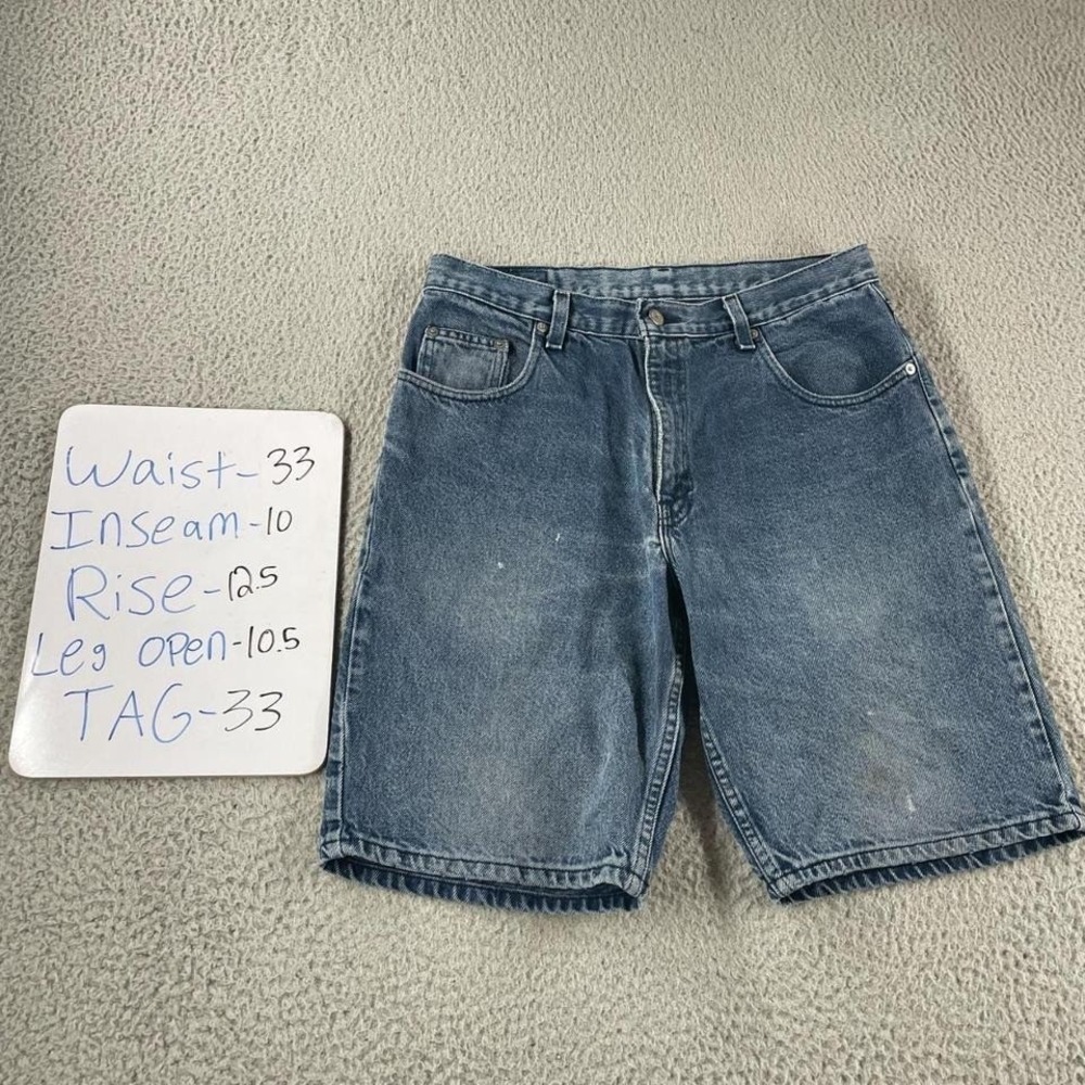 Vintage 90s Nuovo Jean Shorts Blue Denim Jorts Size 33 Summer Painted Baggy‎